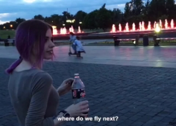 Cute hot teen doing public blowjob, cum in mouth and swallow cum