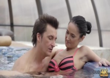 OLD4K. Older lover invites gentle girl to his house with jacuzzi