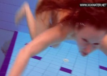 Ginger small tits teen swimming