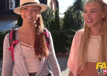 Fake Hostel - Hot slim blonde fucked hard after lesbian friend blocked