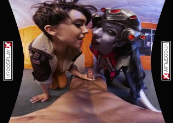 Overwatch XXX VR porn Tracer and Widowmaker get FUCKED on VRCosplayX.com