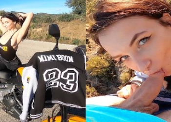 Sunny Day for a Motorcycle and a Sloppy Outdoor Mountain Blowjob near Gibraltar - Mimi Boom