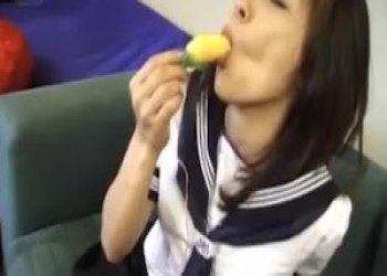 Azusa Miyanaga in school uniform sucks banana and hard penis - More at hotajp.com